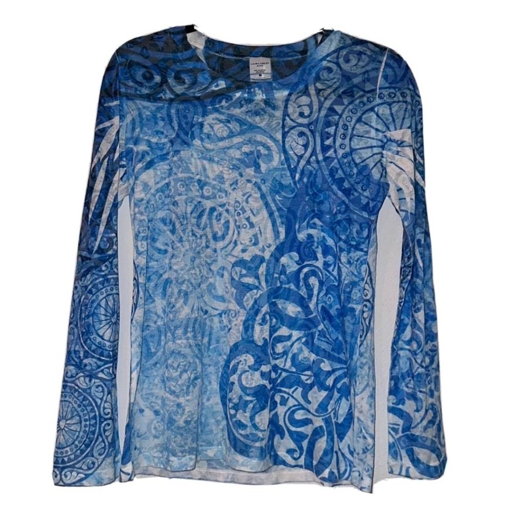 LAURA ASHLEY Active Breathable Blue Blouse - Large